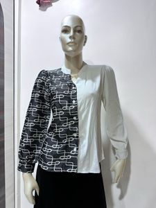 Chic Two-Tone Blouse Shirt