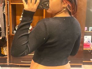 Cut Out Shoulder Ribbed Top