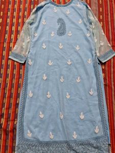 Lucknowi Blue Chikankari Kurta