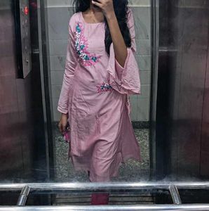 Pink Embroidery Work Kurti