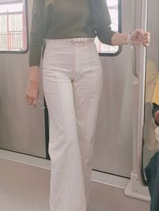 White flared jeans
