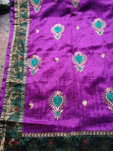 Purple Embroidered Saree