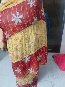 Beautiful Red Nd Golden Saree