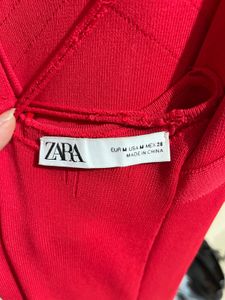 Zara Red V Neck Maxi Dress Authentic