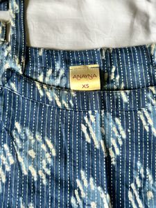 ANAYNA BLUE MOTIF SLEEVELESS KURTI