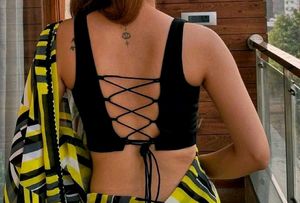 Drawstring Backless Cotton Blouse