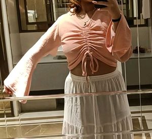 Pink Ruched Crop Top