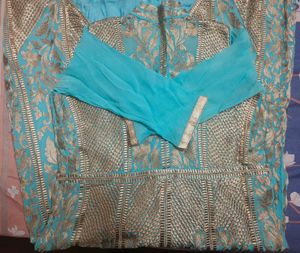 Sea Green Kurta With Golden Work