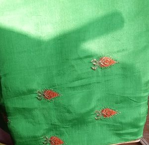 Georgette saree light green color