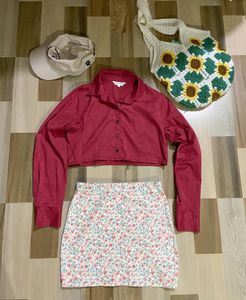 cute aesthetic pink cropped shirt