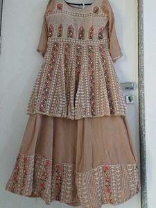 Elegant Beige Embroidered Lehenga Choli