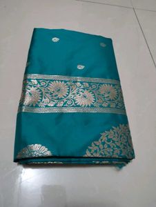 Elegant Teal Banarasi Silk Saree