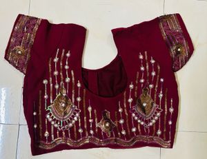 Burgundy Embellished Saree