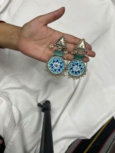 Oxidised Brass Earrings Big