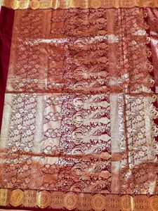 100% Pure Silk Red Kanjivaram Saree