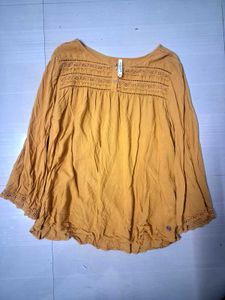 Mustard Embroidered Top