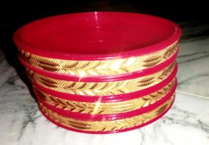 Red &amp; Gold Bangles - Set of 4