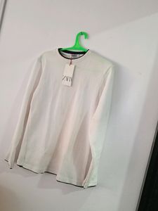 White Zara Full Sleeve  Popcorn Tshirt