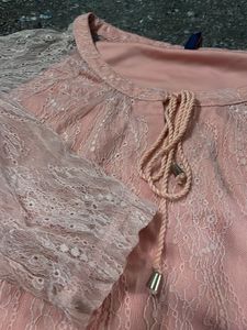 A Peach Colour Lace Top