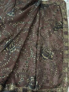 Heavy Brown Sequin Work Saree