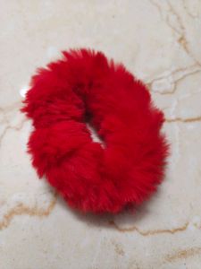 Red Fuzzy Scrunchies