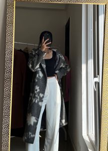 ABSTRACT Print WOOL Long COAT