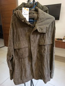 Zara Corduroy Military Khaki Colour Jacket