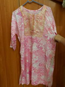 Pink Sequin Embellished Kurti