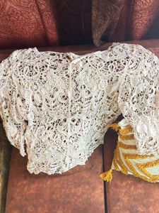 Few Times Worn Lace Crochet Cotton  Top