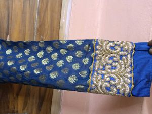 Less used Georgette Anarkali Kurti+Dupatta-NavyBlu