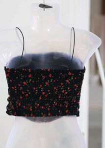 Black Floral Crop Top