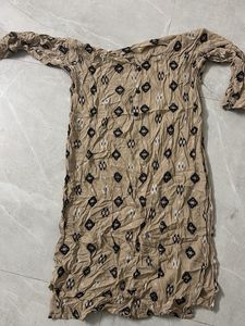 Patterned Beige Ethnic Kurta