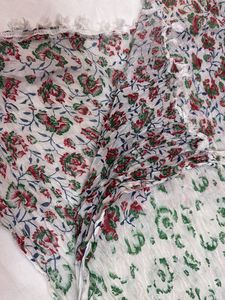 Floral red and green dupatta