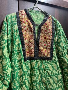Green Printed Kurta
