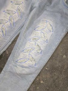 Leaf Design Jeans