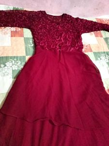 Elegant Burgundy Lace Dress