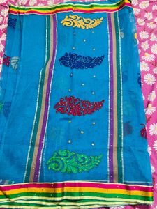 Blue Colour Net Saree