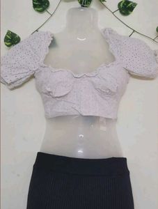 Bershka White Mini Crop Top💌