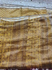 mustard golden saree