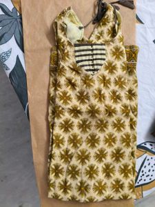 Brown Printed Cotton Suit Set