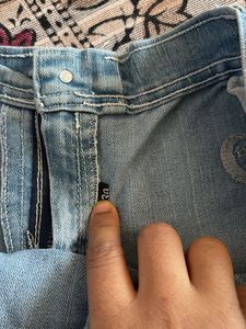 Denim Mini Skirt with Embroidery