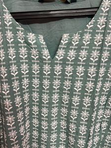 Green Embroidered Kurta