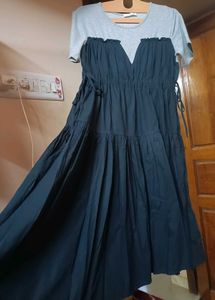 TWO-TONE MIDI DRESS