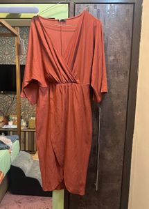 PrettyLittleThing Archer Tobacco Cape Midi Dress