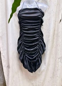 207. Black Ruched Bodycon Dress