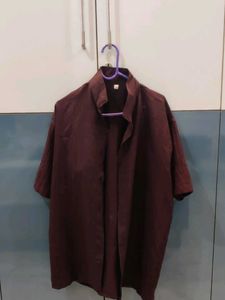 Maroon Mandarin Collar Shirt