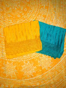 Two Striped Sarongs - Yellow and Turquoise. Combo
