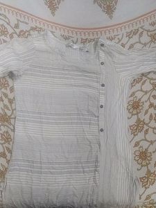 White Kurti With Black Stripes From Max