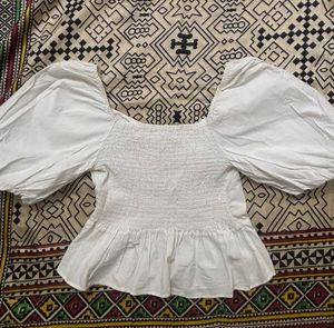 White Puff Sleeve Top