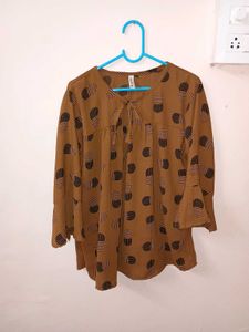 Brown Printed Top